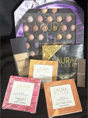 Laura Geller Makeup Set Palette Blush Bronzer + Foundation & Lipstick